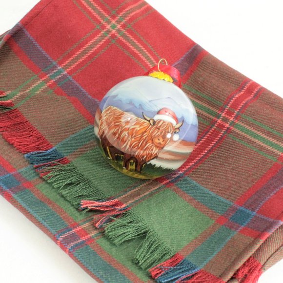 New Scottish Highland Cow Glass Painted Christmas Tree Ornament From Scotland - Picture 6 of 10